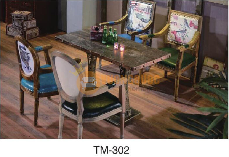 Bộ bàn ghế cafe kiểu retro HOY TM302-1
